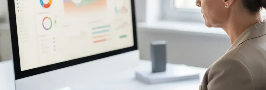 Directrice financière analysant des indicateurs de trésorerie sur écran, optimisation DSO entreprise