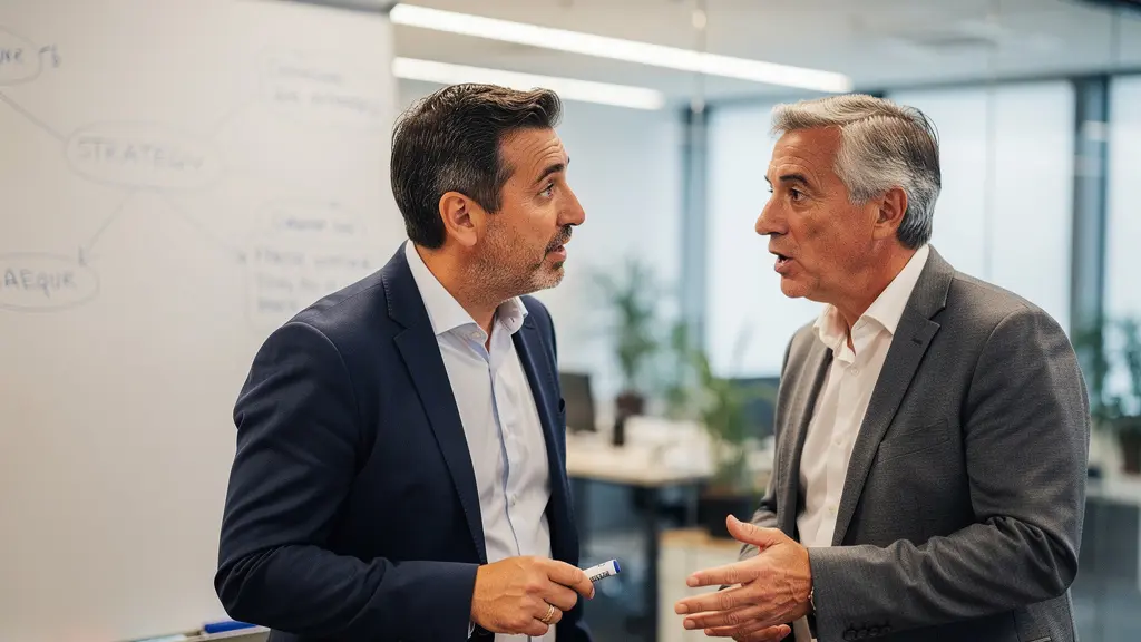 Réunion entre direction financière et équipe commerciale pour optimisation du recouvrement clients